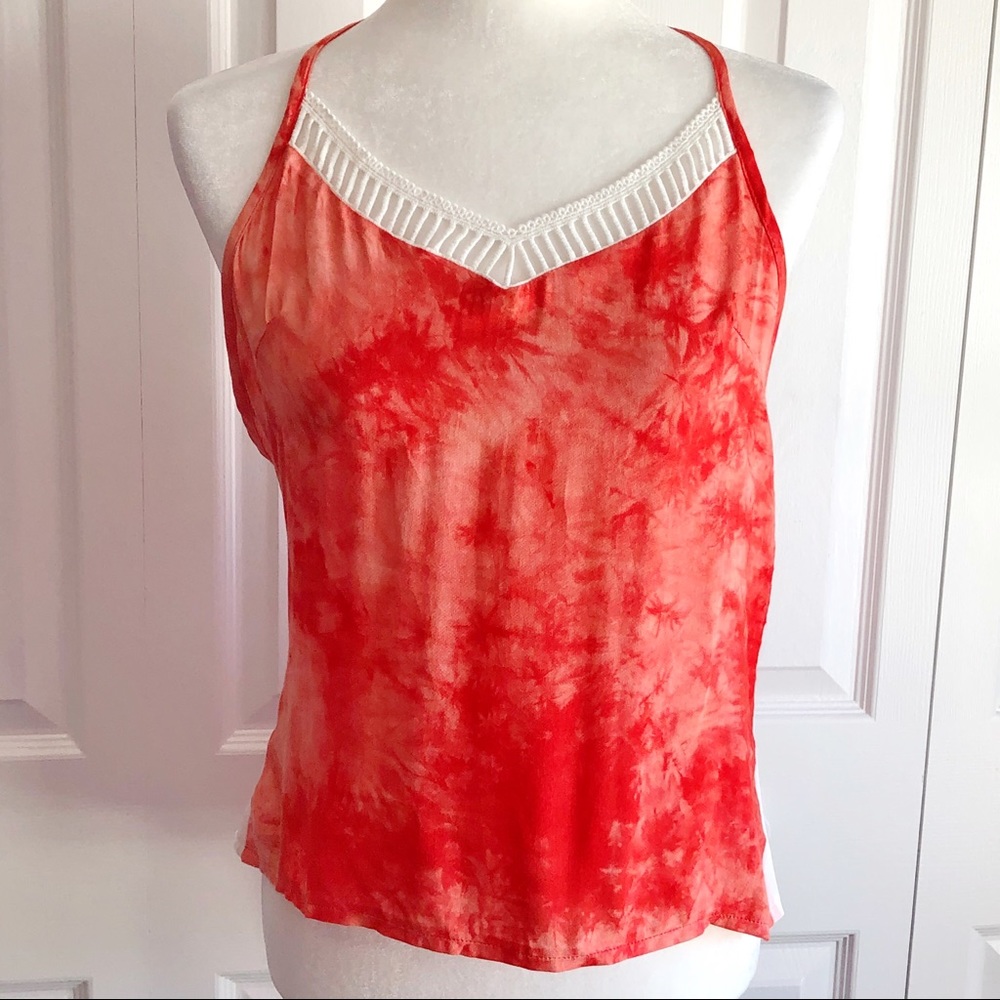 Chlah Bright Orange Tie Dye Halter Top Size Medium